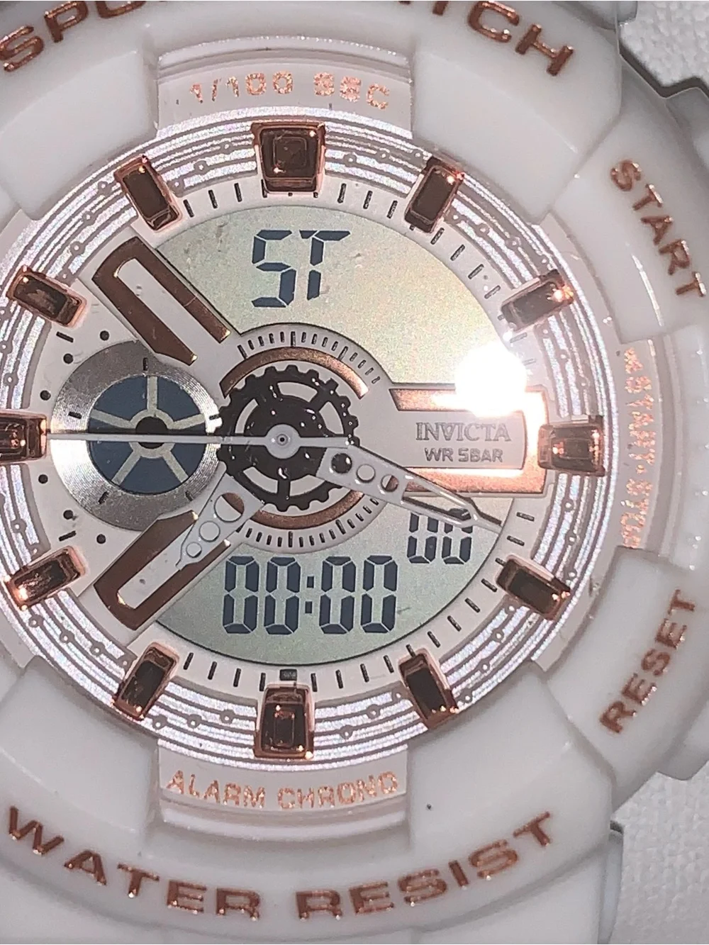 Invicta White and Rose Gold Digital-Analog Sport Watch